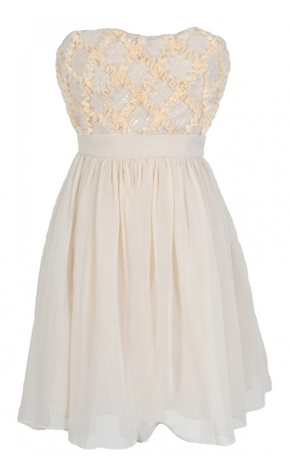 Frosted Confection Chiffon Designer Dress by Minuet in Cream